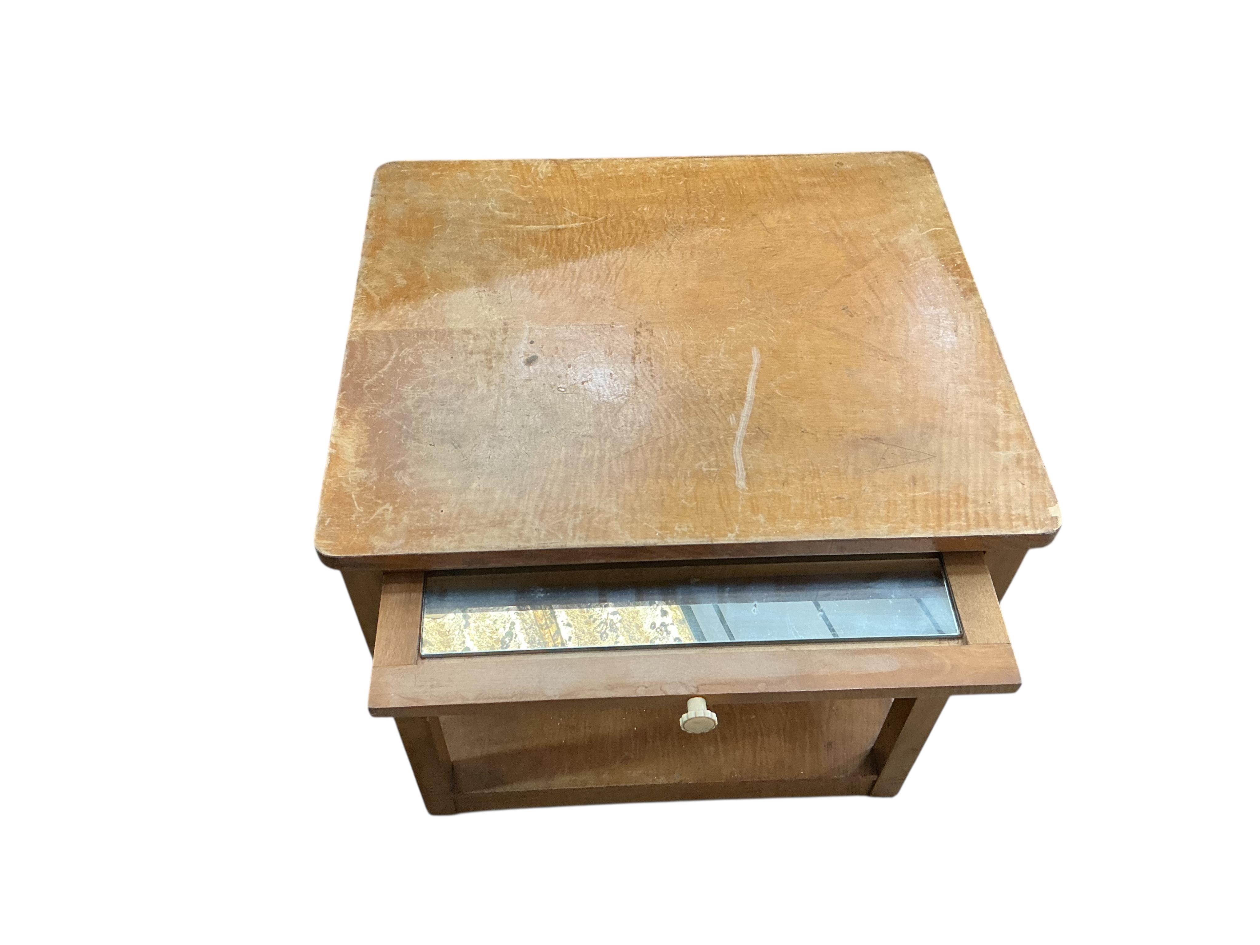 A Chinese carved hardwood vase stand, height 92cm together with a mid century two tier table
